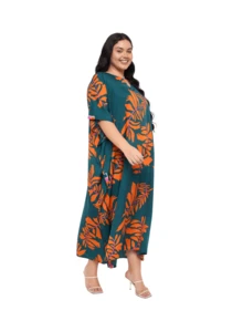 Gypsie Blu Women Kaftan Dress Plus Size Beach Coverup Loungewear Nightdress Summer Night Gown Maxi Length Caftan - 青色 - 查看 2