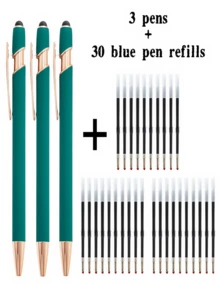 21-55 Stücke/Set Metall Kugelschreiber mit einziehbarer Spitze und Touchscreen-Stylus - Reibungsloser Schreibfluss, rutschfester Griff, kompatibel mit verschiedenen Geräten, inklusive schwarzer Tintenfüllung, geeignet für den täglichen Gebrauch