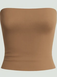 Kit3 Cropped Tube Top Tube Bandeau Blouse Basic Women's Lined Suplex Premium Blogger - Kit3 tube preta vinho marrom - 查看 5
