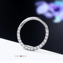 1 pieza Aro de titanio sin costuras ASTM F136 con piedra de zirconia cúbica 5A - Anillo de nariz, septum, cartílago para mujer/hombre, joyería corporal hipoalergénica adecuada para regalos de cumpleaños, San Valentín, Navidad