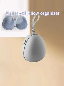 便携式旅行 U 型枕头收纳袋，颈枕袋，紧凑型旅行颈枕便携袋，适用于飞机火车旅行快速释放扣连接到行李钱包背包，不含枕头，返校，旅行度假必备 - 彩色 - 查看 5