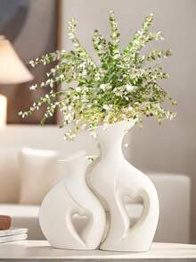 White Ceramic Vase Set Of 2 Home Decor, Minimalist Nordic Bohemian Vase Decoration, Wedding, Living Room, Dining Table, Bedroom, Entryway, Office, Coffee Table Decor Room Decor Flower Vase Glass Vase