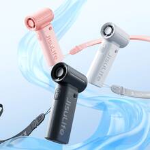 JISULIFE Life9 Mini Handheld Fan, Turbo High Speed, 5 Wind Levels, 5000mAh Rechargeable, Up To 18H Cooling, Pocket Size Personal Fan For Travel, Cruise, Concerts, Makeup