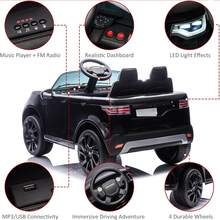 CuisinSmart Two Seater Kids Ride On Truck,12V Battery Powered Electric Vehicle W/Remote Control 3 Speeds, Led Lights, Music & Horn,Ride On Toy Car For Toddler Boys Girls - 黑色 - 查看 3