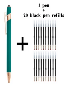 21-55 Stücke/Set Metall Kugelschreiber mit einziehbarer Spitze und Touchscreen-Stylus - Reibungsloser Schreibfluss, rutschfester Griff, kompatibel mit verschiedenen Geräten, inklusive schwarzer Tintenfüllung, geeignet für den täglichen Gebrauch