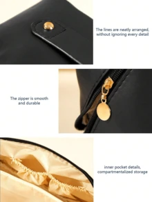 1pc PU Leather Travel Makeup Bag, Double Layer Large Capacity Cosmetic Storage Organizer, Minimalist Handheld Storage Pouch For Makeup Tools, Skincare, Suitable For Daily Use, Vacation, Back To School - Brown - View 8