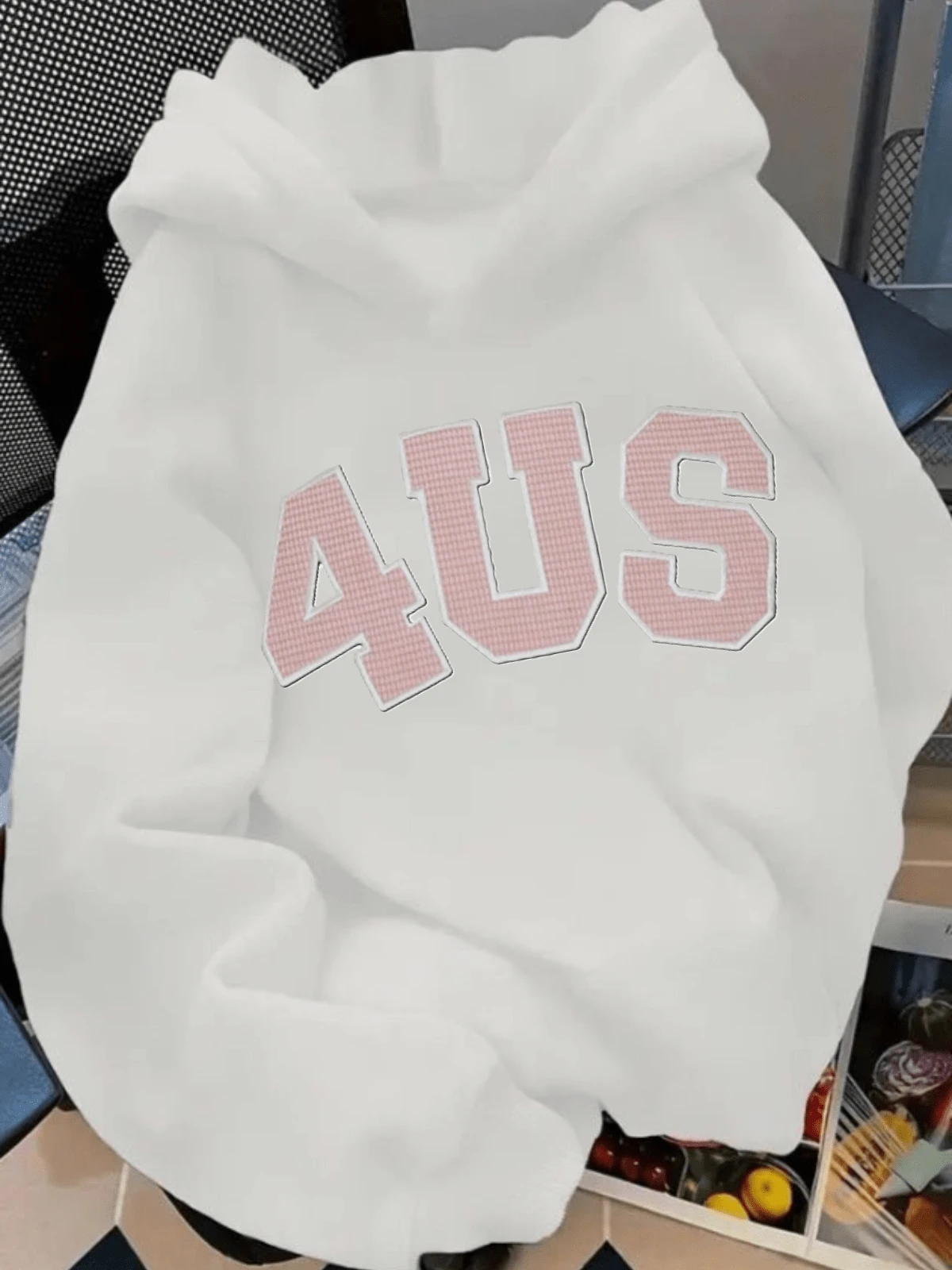 Sudadera hoodie sweatshirt dama mujer gorro capucha manga larga algodon  estampado 4us letras numeros - Blanco - Ver 1