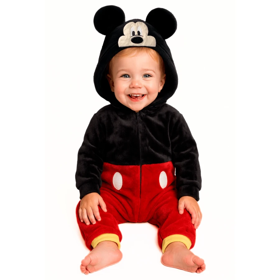Mameluco con gorro bordado sin pie Disney - Negro - Ver 1