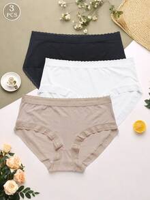 3pcs Women's Solid Color Thin Soft Wrinkle-Resistant Breathable Quick-Dry Panties