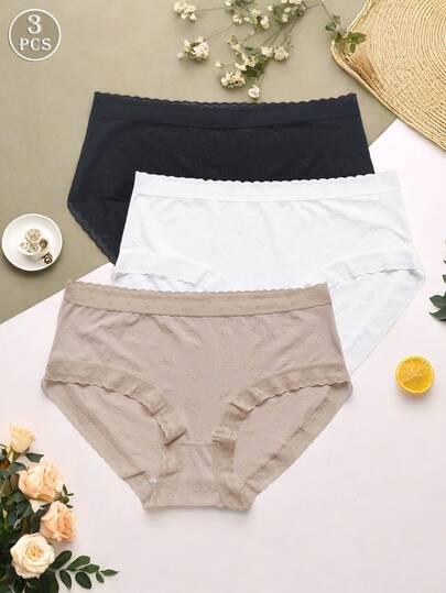 3pcs Women's Solid Color Thin Soft Wrinkle-Resistant Breathable Quick-Dry Panties