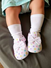 0-12 Meses Sapatos de Primeira Caminhada para Bebês Meninos e Meninas, Meias, Sola Macia, Planos, Antiderrapantes para Vestido de Princesa de Bebê Recém-Nascido, Sapatos de Berço
