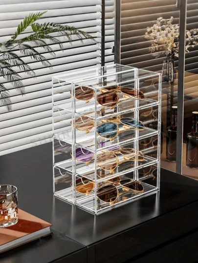 1/2眼镜太阳镜亚克力收纳盒多层桌面抽屉展示柜防尘收纳架饰品收纳眼镜收纳加厚亚克力材质太阳镜收纳盒简约美观多用途防尘办公桌面抽屉式收纳盒透明隔层夏季女士收纳整理器返校礼物