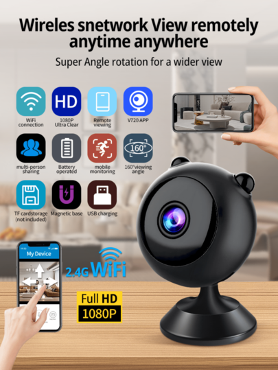 1pc Remote Wireless Infrared HD WiFi Camera, Slimme Home Security Monitor, Pet Monitoring Schattige Cartoon Recording Surveillance Night Vision, Mobile Control, Motion Detection, TF Card Storage, 1080P HD, A12 Bluetooth Connectivity, Clear Lens, ed Image Quality, Secure Protection, Visible Vision