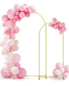 2 Pack Metal Arch Backdrop Stand(7.2FT/6FT), Decorative Balloon Arch Stand, Easy Assembly Gold Wedding Arch, Stable Backdrop Arch Stand For Wedding Ceremony, Birthday Party, Baby Shower - 金色 - 查看 3