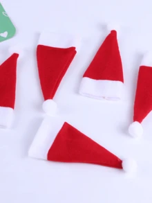 Christmas Themed Placemat With Christmas Hat Cutlery Rack, Featuring Santa Claus Printed On The Placemat, Creating A Festive Atmosphere, Mini Non-Woven Fabric Santa Claus Silverware Holders, Lollipop & Wine Bottle Toppers Decor, Dinner Table Decor For Christmas Party, Thanksgiving, And Other Festive,Easy To Clean, Durable And Wear-Resistant,Reusable, The Best Decoration For Christmas, Christmas Gift, Christmas Home
