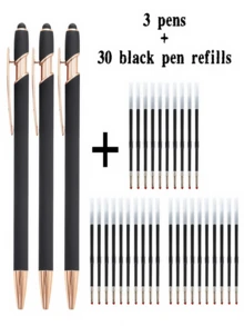 21-55 Stücke/Set Metall Kugelschreiber mit einziehbarer Spitze und Touchscreen-Stylus - Reibungsloser Schreibfluss, rutschfester Griff, kompatibel mit verschiedenen Geräten, inklusive schwarzer Tintenfüllung, geeignet für den täglichen Gebrauch