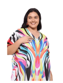 Gypsie Blu Plus Size Kaftan For Women  Beach Swimsuit Coverup Lounge Wear Housedress Long Caftan - 多色印刷 - 查看 4