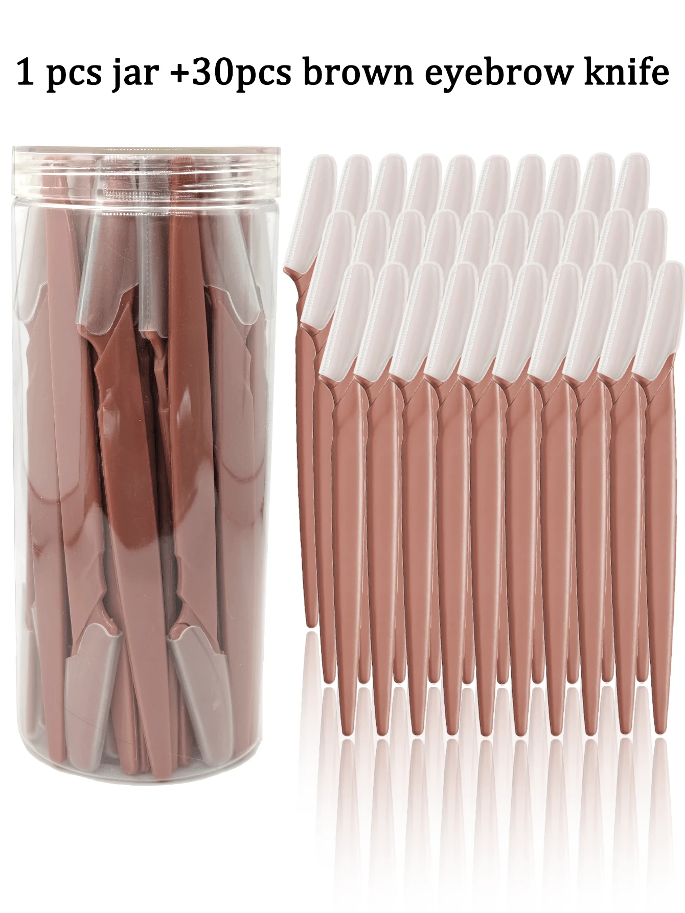 30/12/6/3/1 Set Coffee Brown Eyebrow Razor Kit, Eyebrow Trimmer And Razor, Exfoliating Scraper Tool, Body Hair Removal Trimmer And Facial & Eyebrow Razor Set, Long Handle Blades With Precision Protective Cover, Women Grooming Tools, Suitable For Daily Use Or Travel, Affordable Price, Can Be Used As Christmas Gift, Cosmetic Tools, Cheap Commodity, Gift, Women's Gift, Christmas Present - Coffee Brown - View 1