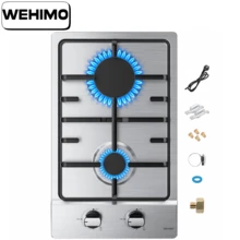 IsEasy Piano cottura a gas WEHIMO Domino con 2 fuochi, piano cottura a gas da incasso in acciaio inox 30 cm 3700 W 2 zone di cottura (2700 W + 1000 W), piano cottura a gas Domino per gas propano e gas naturale, adatto a tutte le pentole - Spina tipo C UE (220-240 V) - Visualizzare 2