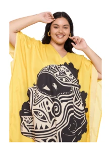 Gypsie Blu Kaftan Dress For Women  Beach Swimsuit Coverup Lounge Wear Housedress Long Caftan - 黃色 - 查看 4