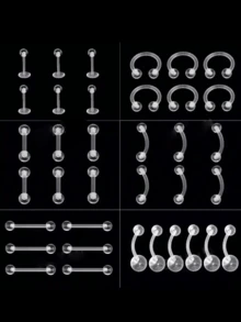 36 قطعة من الحلقات الشفافة؛ حلقات الأنف البيوبلاستيكية؛ حلقات السرة؛ حلقات الحاجز الأنفي؛ حلقات الحاجب؛ حلقات الشفة؛ حلقات شحمة الأذن؛ قضبان الصناعية المثقوبة من البلاستيك، للعمل والمدرسة - شفاف - مشاهدة 1