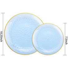 1pc/25pcs 7.5/10.25 Inch Blue Transparent Gold Rim Dinner Plates, Elegant Dessert Plates For Afternoon Tea, High-End Reusable Dinnerware - Blue With Gold Edges - View 8