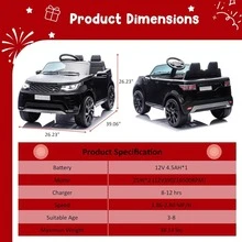 CuisinSmart Two Seater Kids Ride On Truck,12V Battery Powered Electric Vehicle W/Remote Control 3 Speeds, Led Lights, Music & Horn,Ride On Toy Car For Toddler Boys Girls - 黑色 - 查看 5