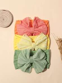 3入組兒童髮飾套裝，包括3種顏色的大型尼龍蝴蝶結頭帶和雪紡蝴蝶結髮夾，適用於女孩 - 綠色 - 查看 7