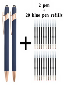 21-55 Stücke/Set Metall Kugelschreiber mit einziehbarer Spitze und Touchscreen-Stylus - Reibungsloser Schreibfluss, rutschfester Griff, kompatibel mit verschiedenen Geräten, inklusive schwarzer Tintenfüllung, geeignet für den täglichen Gebrauch