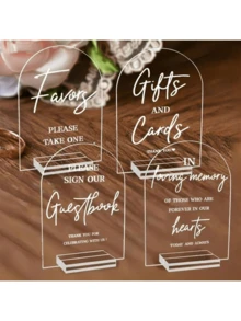 Acrylic Wedding Signs For Ceremony And Reception, 5x7 Inch Wedding Signage, Guest Book Sign, Cards And Gifts Sign, Please Take One Sign, In Loving Memory Sign, Wedding Reception Decor - Multicolor - View 14