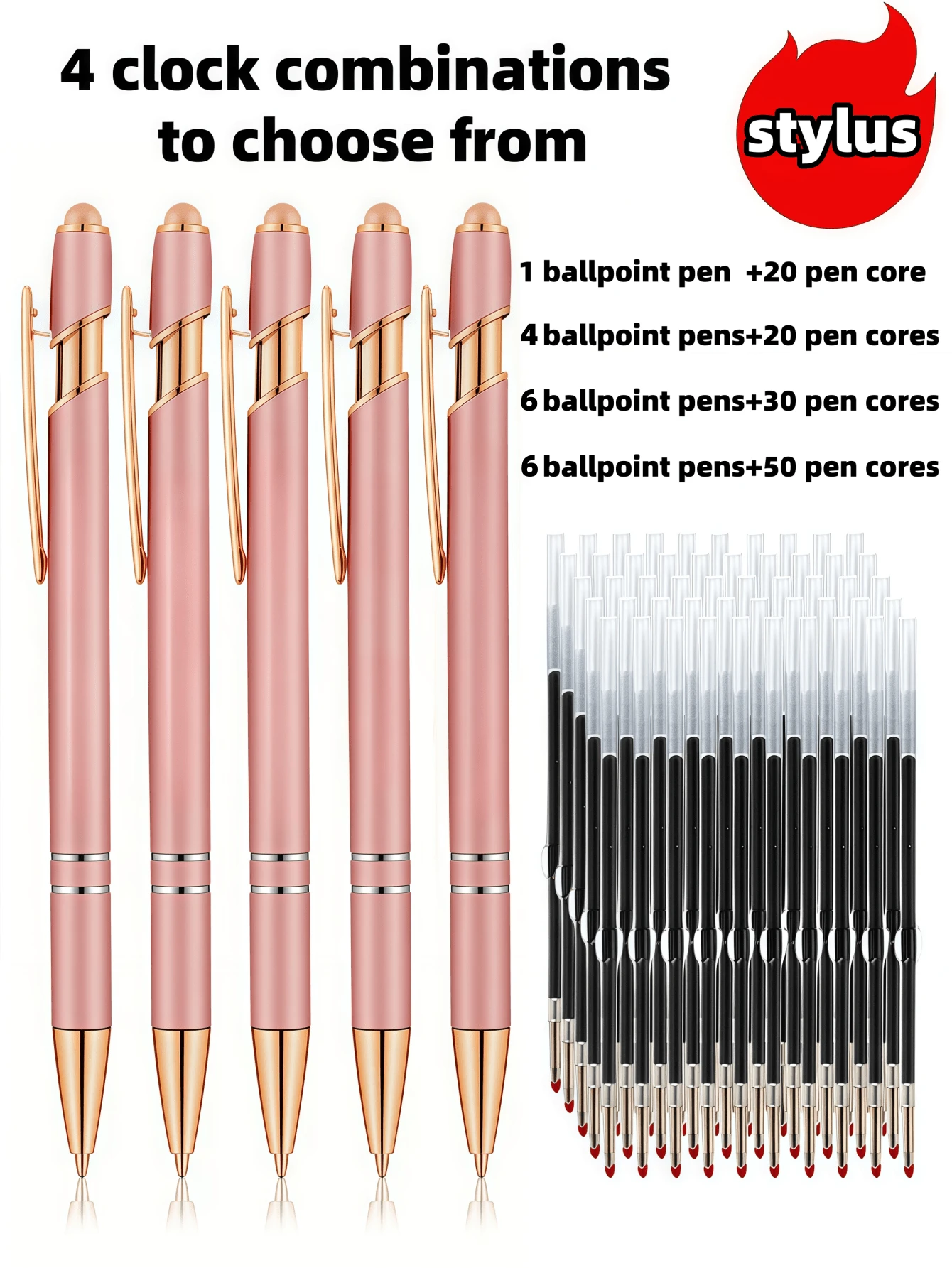 21-56 Stück/Set Metall Kugelschreiber mit einziehbarer Spitze und Touchscreen-Stylus - Reibungsloser Schreibfluss, rutschfester Griff, kompatibel mit verschiedenen Geräten, inklusive schwarzer Tintenpatrone, geeignet für den täglichen Gebrauch