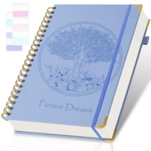 300 Pages Big Tree Pattern Hardcover Leather Journal/Notebook, College Ruled Spiral Bound Notebook, Pursue Dreams Diary, Embossed & Debossed Craft, Large A5/B5 Lined Notebook With 2 Pockets & 24 Index Tabs, Suitable For Men & Women, Great For School, Office & Note Taking, 100gsm Thick Pages, Multi-Color, Green Elegant Notebook Gift,School Supplies,Back To School