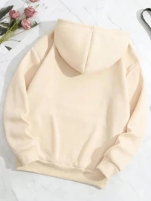 Sudadera informal para mujer, ideal para estar por casa y para ir al trabajo. Otoño/invierno. Estampado de cara sonriente y manos con tijeras. Chaqueta de manga larga. - Albaricoque - Ver 2