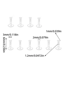 10 件/套亚克力圆球唇钉/耳钉，柔软 PP 材质推入式唇钉/鼻钉/耳钉，适合初次穿孔佩戴者，时尚百搭 - 無色 - 查看 4