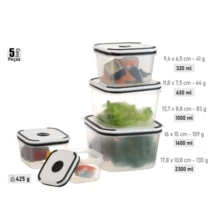 Kit 4/5 Potes Herméticos De Plástico Retangular Com Tampa De Vedação Uso Em Freezer E Micro-ondas. - Transparente - Visão 5