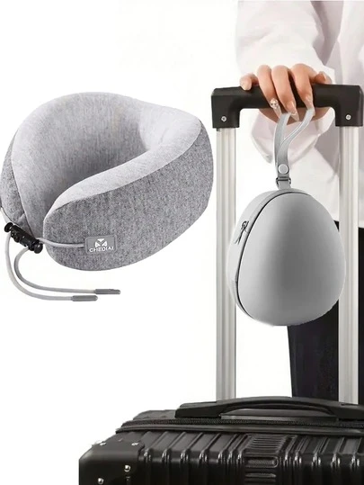 Bolsa de almacenamiento de almohada de viaje en forma de U portátil, estuche de transporte de almohada de cuello, bolsa de almohada de cuello de viaje portátil y compacta, adecuada para viajes en avión y tren, hebilla desmontable que se puede fijar en la maleta, la billetera, la mochila, de vuelta a la escuela y esencial para viajar (este producto es solo la bolsa de almacenamiento de la almohada, la almohada no está incluida).