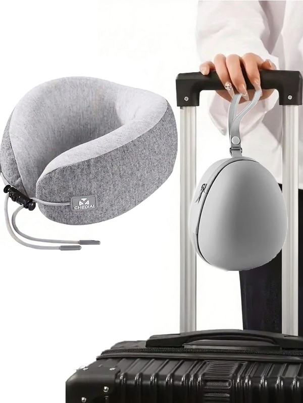 Bolsa de almacenamiento de almohada de viaje en forma de U portátil, estuche de transporte de almohada de cuello, bolsa de almohada de cuello de viaje portátil y compacta, adecuada para viajes en avión y tren, hebilla desmontable que se puede fijar en la maleta, la billetera, la mochila, de vuelta a la escuela y esencial para viajar (este producto es solo la bolsa de almacenamiento de la almohada, la almohada no está incluida).