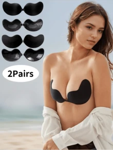 2 حمالة صدر لاصقة من السيليكون | حمالة صدر بدون أشرطة غير مرئية مع رفع للنساء | ضروري لفستان بدون ظهر - غطاء حلمة لاصق مع دعم رفع