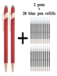 21-55 Stücke/Set Metall Kugelschreiber mit einziehbarer Spitze und Touchscreen-Stylus - Reibungsloser Schreibfluss, rutschfester Griff, kompatibel mit verschiedenen Geräten, inklusive schwarzer Tintenfüllung, geeignet für den täglichen Gebrauch