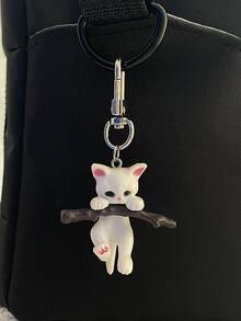 Lindo llavero colgante de adorno 3D de dibujos animados de koala, gato, pollito, perro, mono, ratón - Blanco - Ver 6