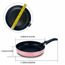 Mini 16cm Aluminum Non-Stick Frying Pan, Lightweight & Fast Heating, Suitable For Single Serving Cooking On Gas Stove - Pink - View 12