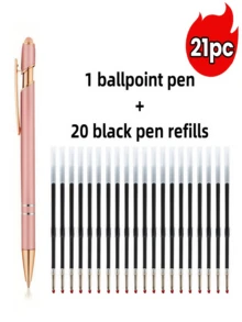 21-56 Stück/Set Metall Kugelschreiber mit einziehbarer Spitze und Touchscreen-Stylus - Reibungsloser Schreibfluss, rutschfester Griff, kompatibel mit verschiedenen Geräten, inklusive schwarzer Tintenpatrone, geeignet für den täglichen Gebrauch