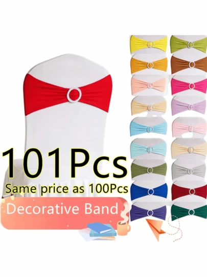 Elastic Chair Sashes With Bowknot – 1-50pcs Multi-Color Spandex Chair Bands For Wedding, Banquet, Hotel, Dining & Party Decorations, Stretch Chair Back Straps With Buckle Slider, Event Chair Cover Accessories