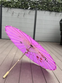 Sombrilla de bambú colorida para decoración de bodas, set de 10 sombrillas chinas de tela, accesorio decorativo para boda, fiesta o eventos, ambientación temática oriental, ideal para centros de mesa y fotografía - Rosa - Ver 7