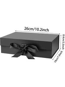1 pieza Caja de regalo plegable de unicolor, caja de empaque, caja de regalo para fiestas, regalo versátil para familia y amigos,Caja rectangular con tapa magnética, luces y cierre de lazo para festivales, fiestas, regalos de cumpleaños, caja para pedida de mano, bodas, Navidad, Halloween, embalaje de regalos de cumpleaños - Negro - Ver 3
