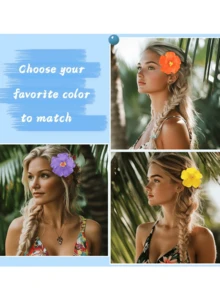 1/10Pcs Hawaiian Flower Hair Clips, Women Artificial Flower Hair Clips, Plumeria Hair Clips, Suitable For Holiday Beach Party, Summer Tropical Flower Hair Accessories, Wedding Party, Holiday Gifts For Girls, Mother's Day Gifts, Claw Clips, Hair Claws, Hair Slide, Hair Barrettes