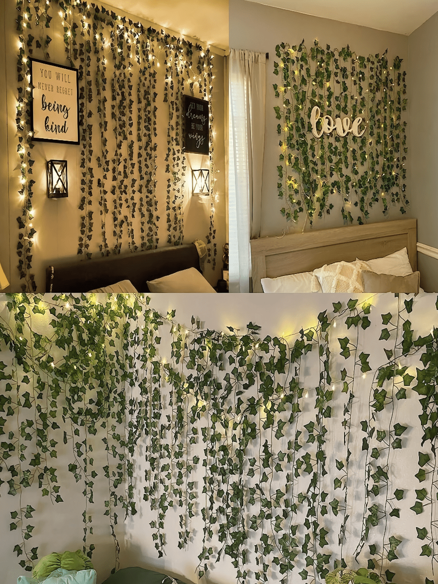 4/12/24Pcs Fake Vines With Leaves For Room Decor,Artificial Ivy Greenery Garland, Fake Vines Hanging Plants Backdrop For Home Decor,Garden Decor,Wall Decor,Bedroom Decor,Wedding Decoration,Table Decoration,Party Decorations,Birthday Decoration,Indoor Outdoor Decor,Christmas Decorations