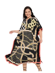 Gypsie Blu Plus Size Women Kaftan Dress Long Caftan Maxi Dress Beach Coverup Outfit - 黑黃 - 查看 6
