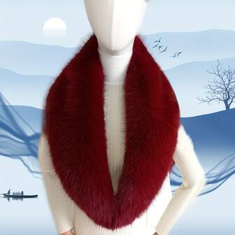 1 件女士仿皮毛狐狸毛披肩斗篷围巾，秋冬保暖围脖