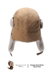 1pc Men's Goggles & Earflap Hat, Thick Windproof Outdoor Ski Hat, Warm Versatile Cold Weather Cap, Loose Fit